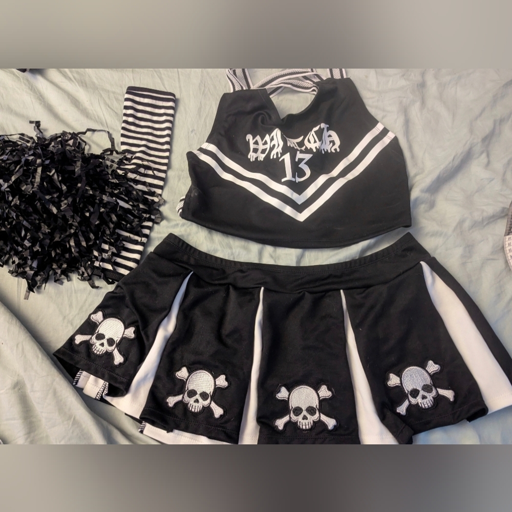 Dolls Kill Black And White Cheerleader Set Halloween Costume